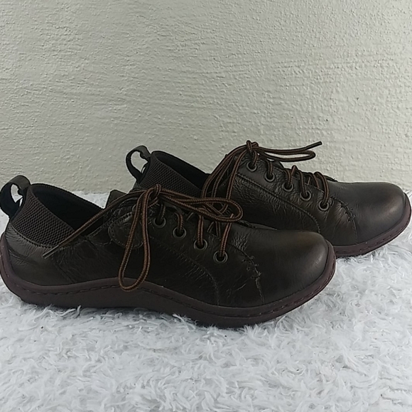 BORN Handcrafted Brown Metallic Leather Lace Up Round Toe Low Top Sneaker Shoe - Picture 4 of 15